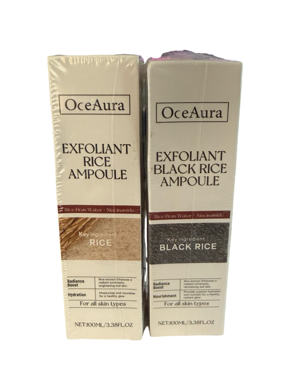 OceAura Exfoliant Rice Ampoule and Exfoliant Black Rice Ampoule Set 100ml
